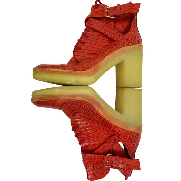 Alexander Wang Red Leather Heeled Boots Size 9.5 - Picture 5 of 10